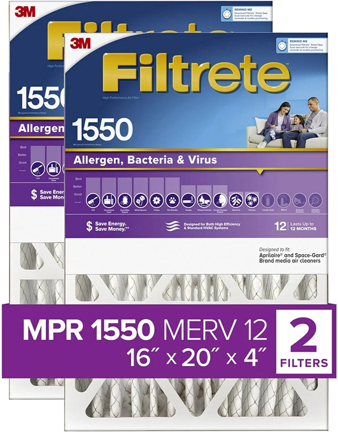 HVAC Air Filter filtrete MERV12 16x20x4 Amazon Main image
