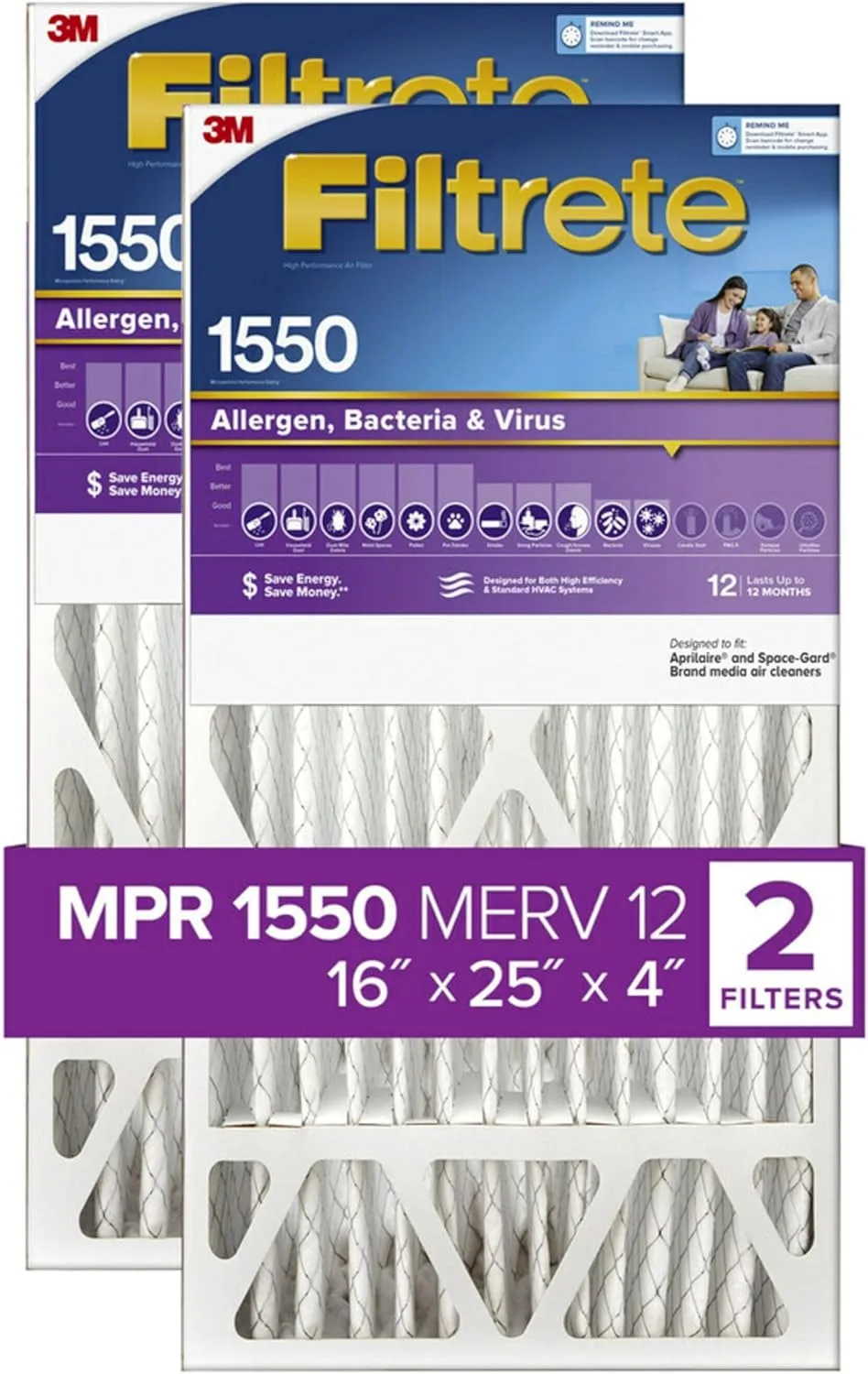 HVAC Air Filter filtrete MERV12 16x25x4 Amazon Main image