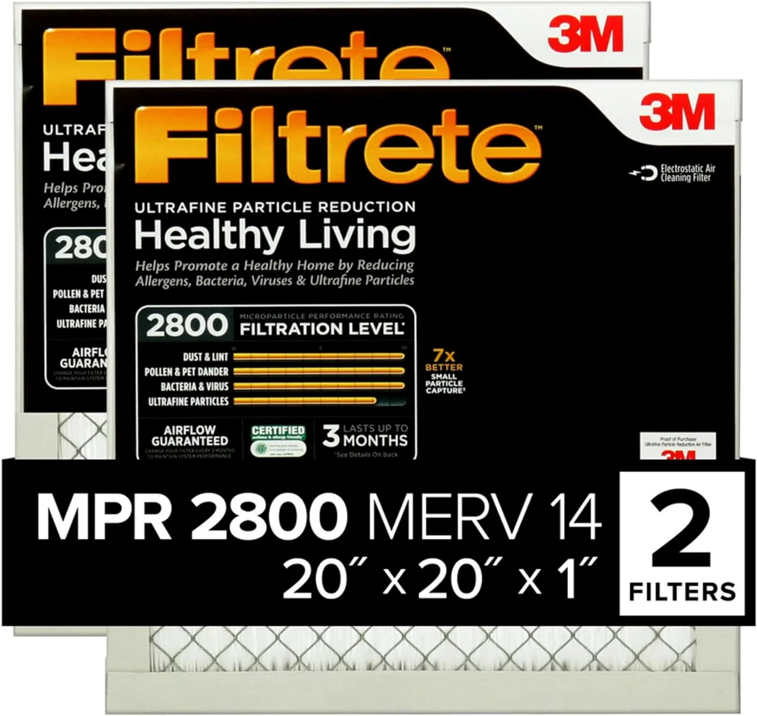 HVAC Air Filter filtrete MERV14 20x20x1 Amazon Main image